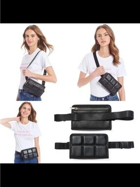 Amanda Uprichard Quilted Black Faux Leather Belt Bag NWOT